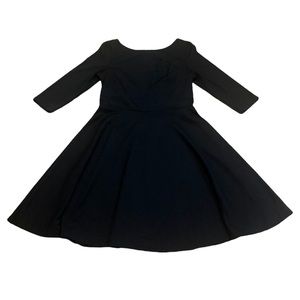 Black A line dress with 3/4 sleeves hidden zipper, small petite